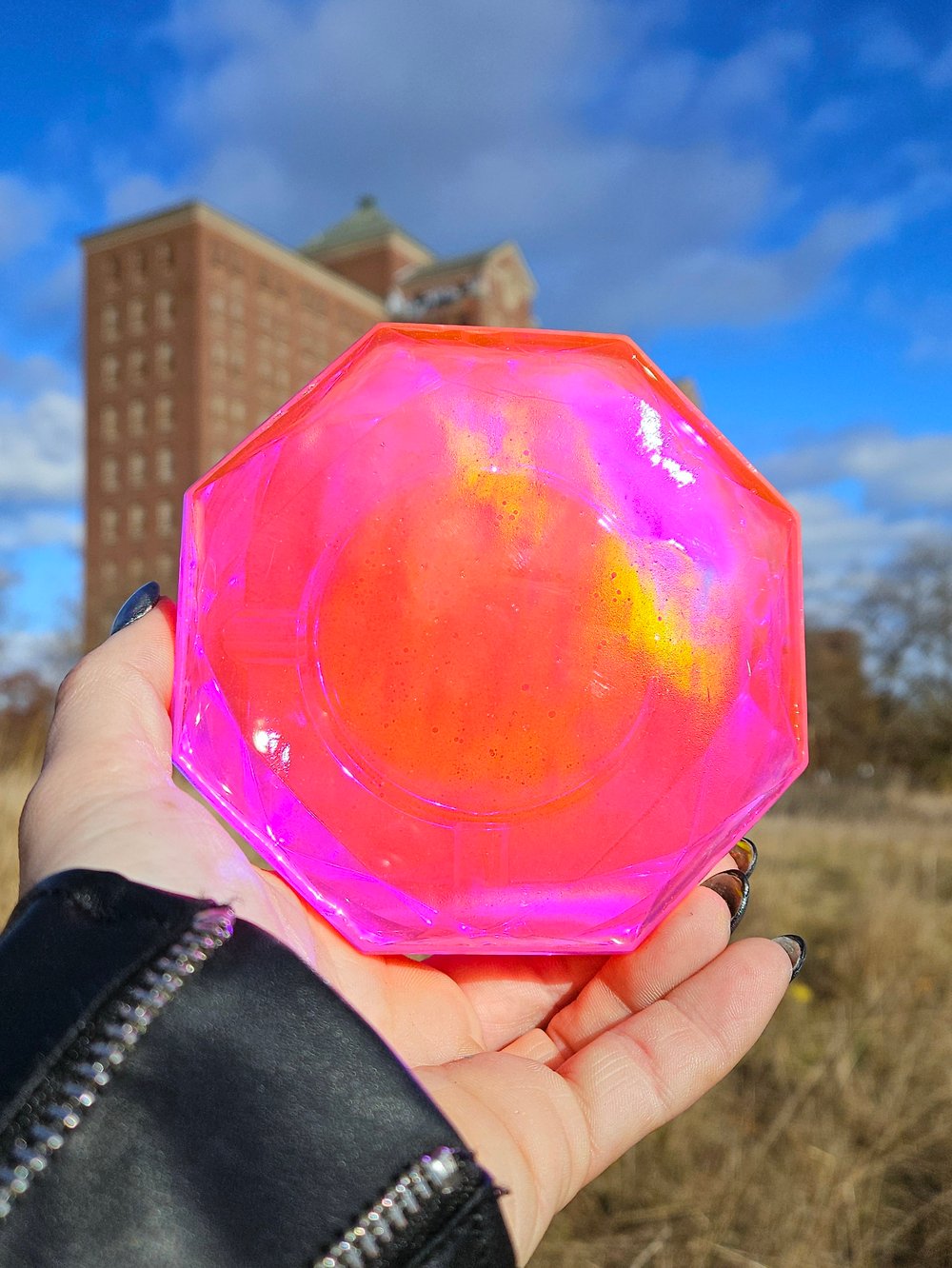 Image of Neon Pink Iridescent Ashtray