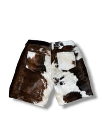 Image 2 of Cow Print Shorts (BROWN)