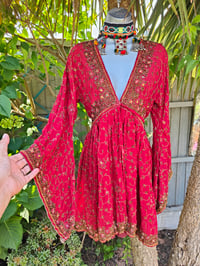Image 2 of Mykonos Glitter wrap dress - red