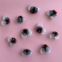 Image 1 of Fused glass flies magnets and pins 
