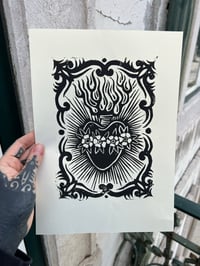 Image 2 of Linocut Sacred Heart