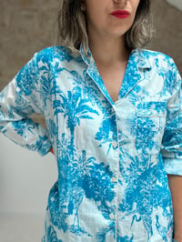 Image 4 of Pyjama Toile De Jouy Turquoise Jambes Longues 