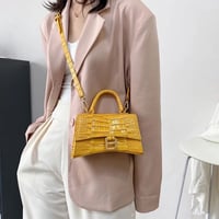 Image 2 of Crocodile Pattern Handbag Hourglass Crossbody Bag 