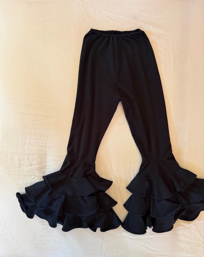 vintage OMO norma Kamali stretch ruffle flamenco pants trousers 