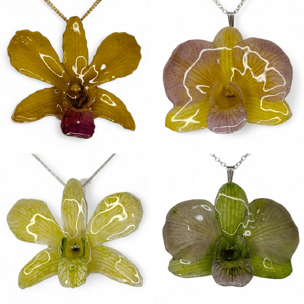 Image of Mini Dendrobium Pendant (Yellow & Greens)