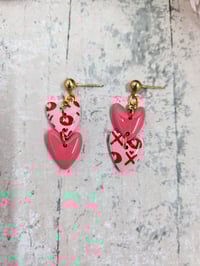 Image 3 of Double Drop Heart Earrings