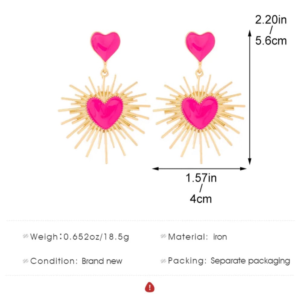 Image of Heart Shaped Drop Earrings 