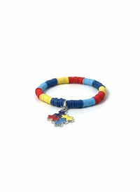 Image 1 of Autism Awareness Heishi Bracelet – Puzzle Piece Charm, Neurodiversity Gift