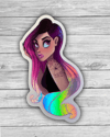 Ombré Holographic Hair Girl | 3.5” Holographic Sticker | Glossy Sticker