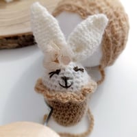 Image 2 of Newborn  photoshooting girls knitted set | camel | Easter