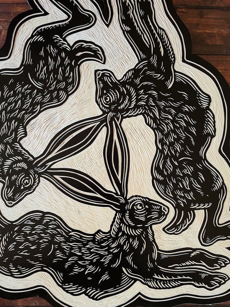 Image of Three Hares Woodcut 