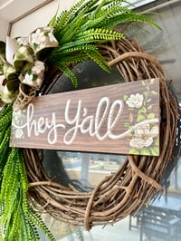 Image 2 of Hey Yall Magnolia Grapevine Wreath