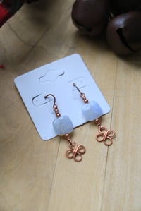 Image 5 of Chalcedony Copper + Clover Earrings