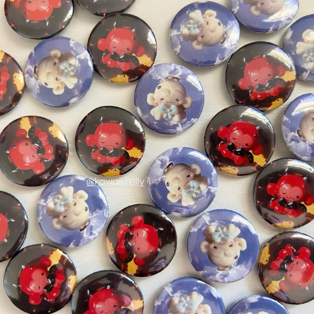 Image of Good vs Bad momo - button pin