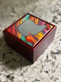 Image 1 of Wood Box With Poured Paint Detail #174 ❤️ Athens, Ohio