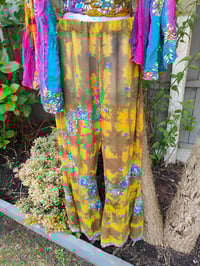 Image 1 of Glitter BELL bottoms - yellow mustard tie dye sequin- see through