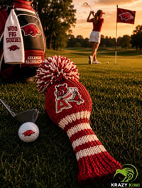 Image 4 of University of Arkansas custom Golf Club Cover Razorbacks  hand knit logo College football -c92822cb