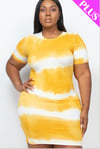 PLUS Size Stripe Tie-Dye Printed Bodycon Dress