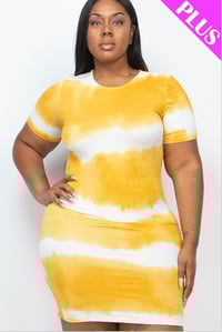 PLUS Size Stripe Tie-Dye Printed Bodycon Dress