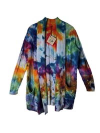 Image 2 of M Snow-Dyed 100% Cotton Chunky Knit Cardigan in Rainbow Dye