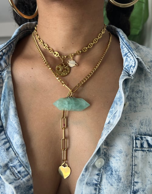 Image of DARA • Green Fluorite Drop Necklace
