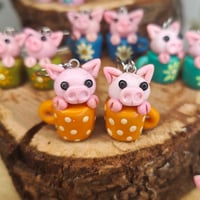 Image 2 of Kolczyki - "Świnka w kubku" 🐷🩷 part 3