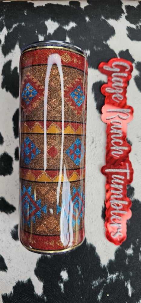 Image of 20 oz. Glittered Skull Aztec 