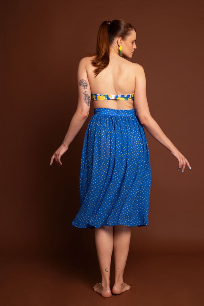 Image of Falda Azul Lunares amarillos