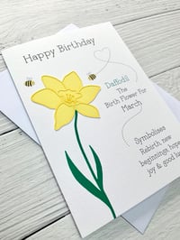 Image 4 of Handmade March Daffodil Birth Flower Card - Elegant Birthday Card for March Birthdays