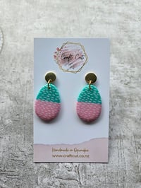 Image 1 of Pink & Turquoise Egg Earrings