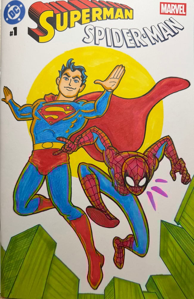 Image of Superman Spider-Man sketch cover