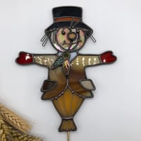 Image 4 of Stained Glass Scarecrow Plant Stake 