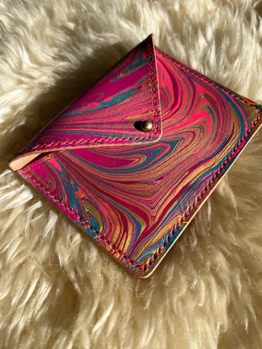Image of Pink Swirl Marbled Envelope Card Wallet 