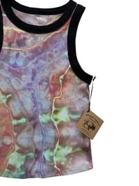 Image 3 of M Ladies Fitted Knit Contrast Tank in Muted Brights Ice Dye