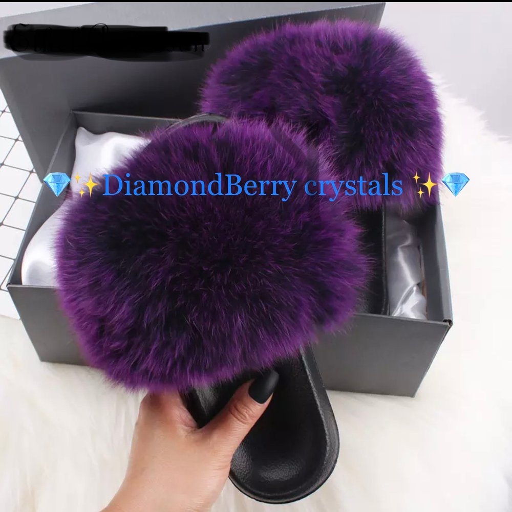 Image of Real Fox Fur Slides
