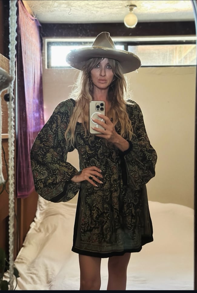 late 60s poet sleeve mini dress paisley