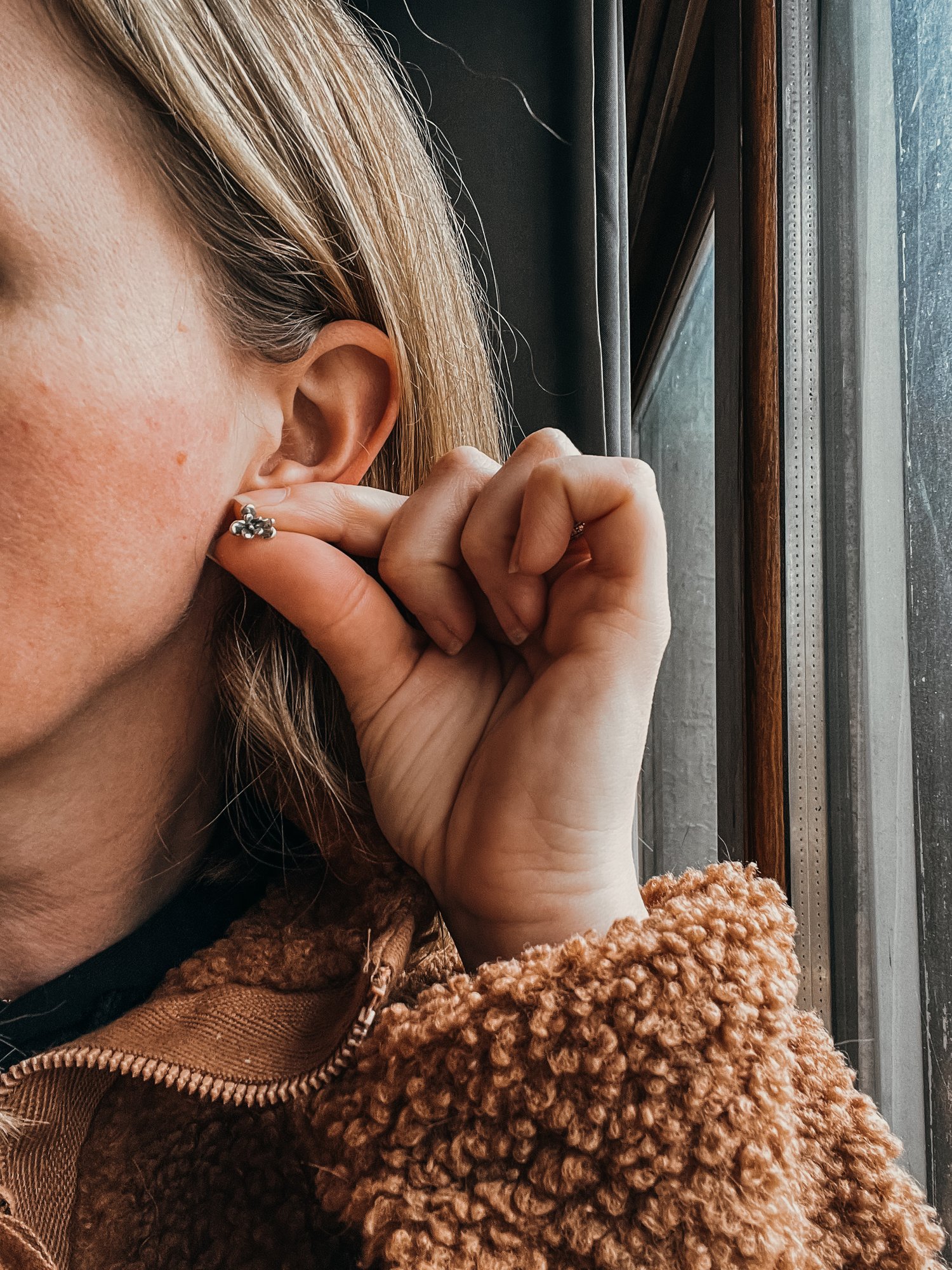 Image of One of A Kind Small Succulent Studs in Sterling Silver