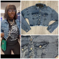 Large blue denim crop jacket