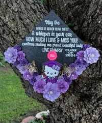 PURPLE KITTY GRAD TOPPER