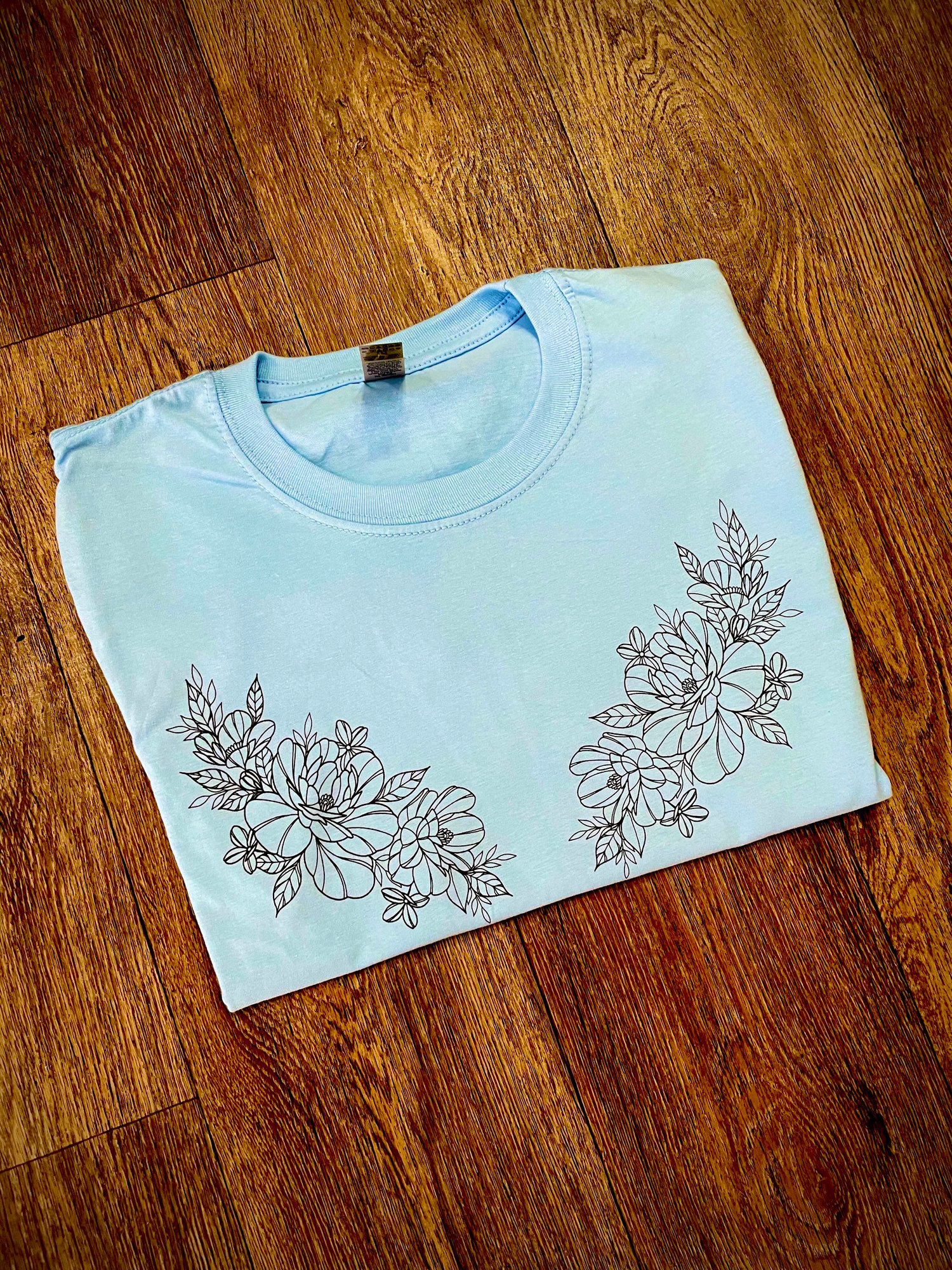 Image of Floral T-shirt (baby blue)