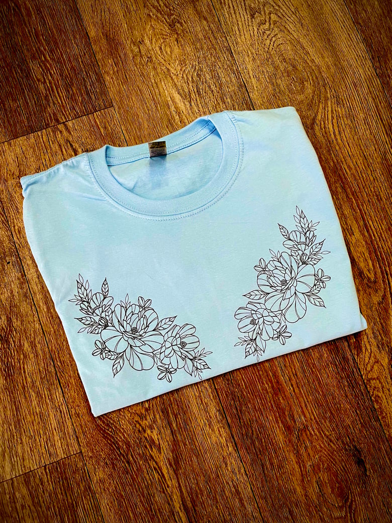 Image of Floral T-shirt (baby blue)