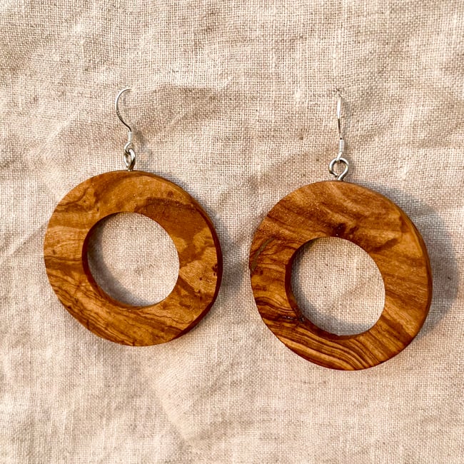 Olive Wood Earrings (Large)  