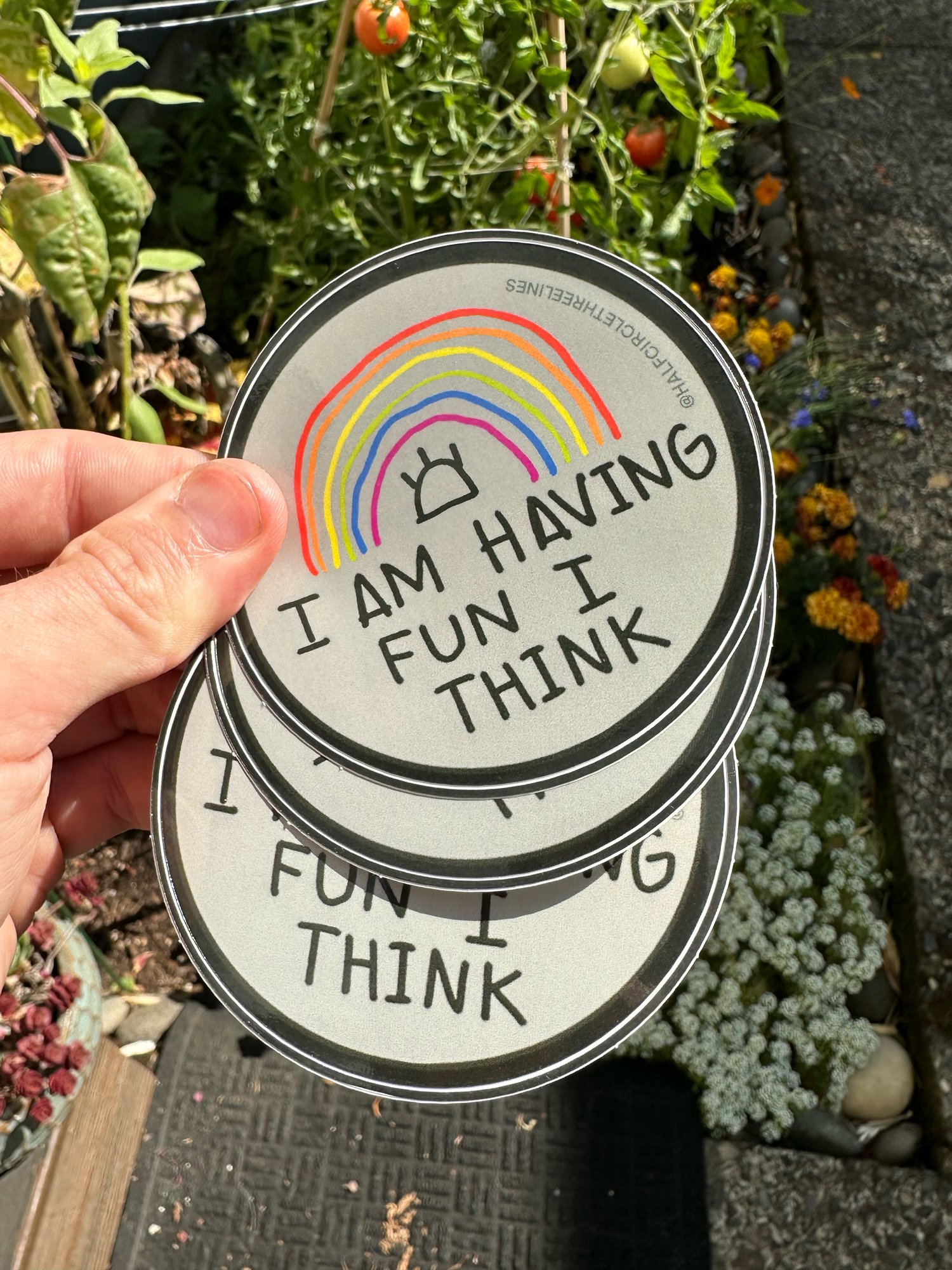 I am having fun sticker