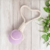 Image 1 of Personalized Lilac Knotted Tennis Ball Chew Toy Rope Tug-Of-War Interactive Toy 