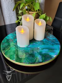 Image 2 of 15" Epoxy Resin Art Lazy Susan Turntable 'The Knight of Wands'