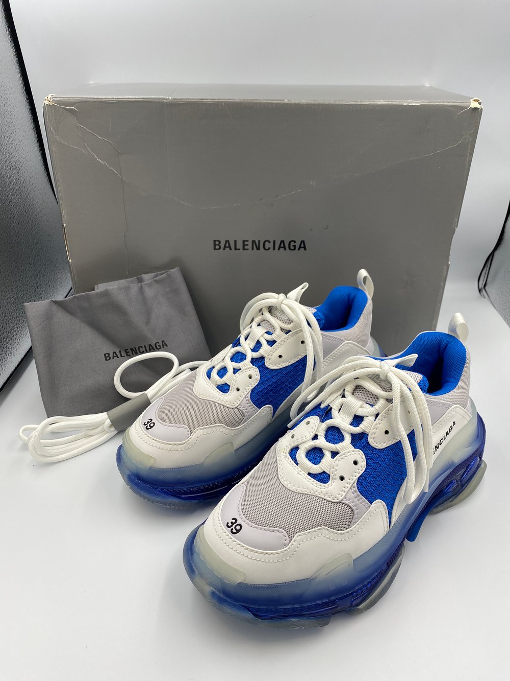 Image of Balenciaga - Triple S White/Blue 39EU