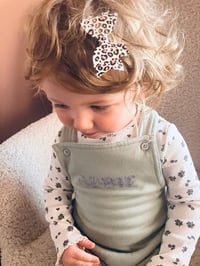 Image 1 of pre order sage dungaree & matching bow 