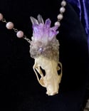 Lavender Quartz Mink Skull - Necklace
