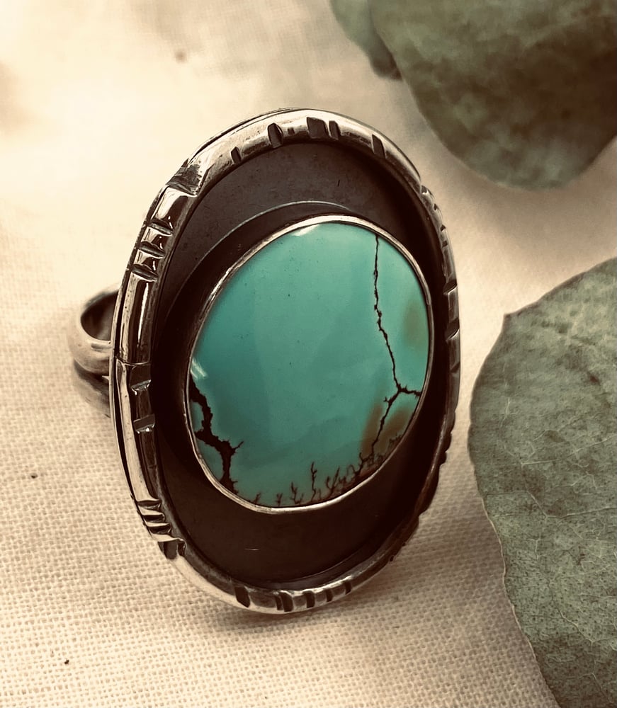 Image of Turquoise Flat Shadow Ring SZ 7
