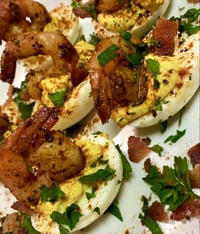 Image 2 of Deviled Eggs (48): Traditional Style, Deviled Eggs w/bacon or Deviled Eggs w/Shrimp 